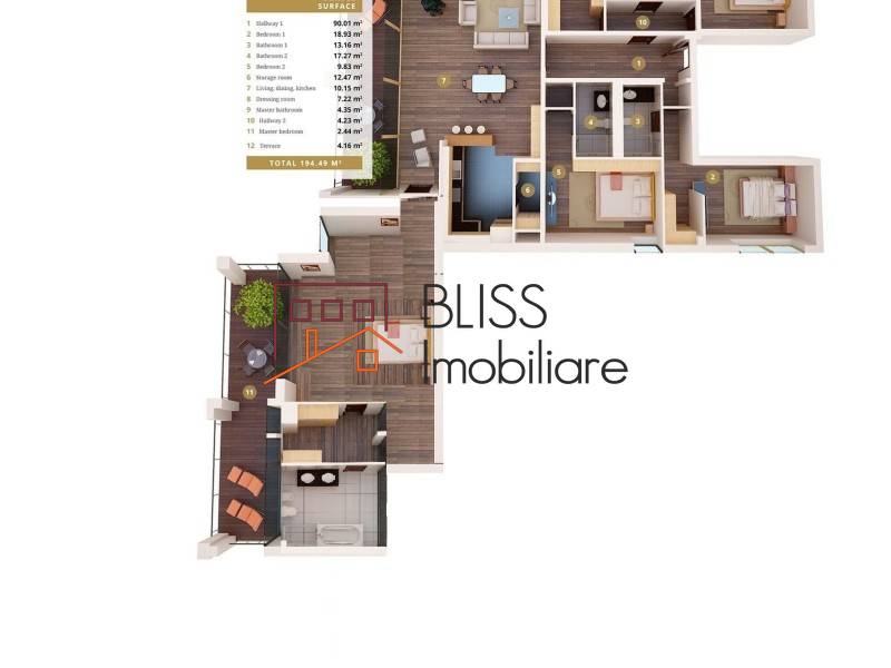 Apartment for Rent Baneasa | Sisesti | Jandarmerie | Straulesti | Sector 1, Bucharest - 4 Bedroom - ID:119783 | Bliss Imobiliare / Photo 27 - BLISS Imobiliare